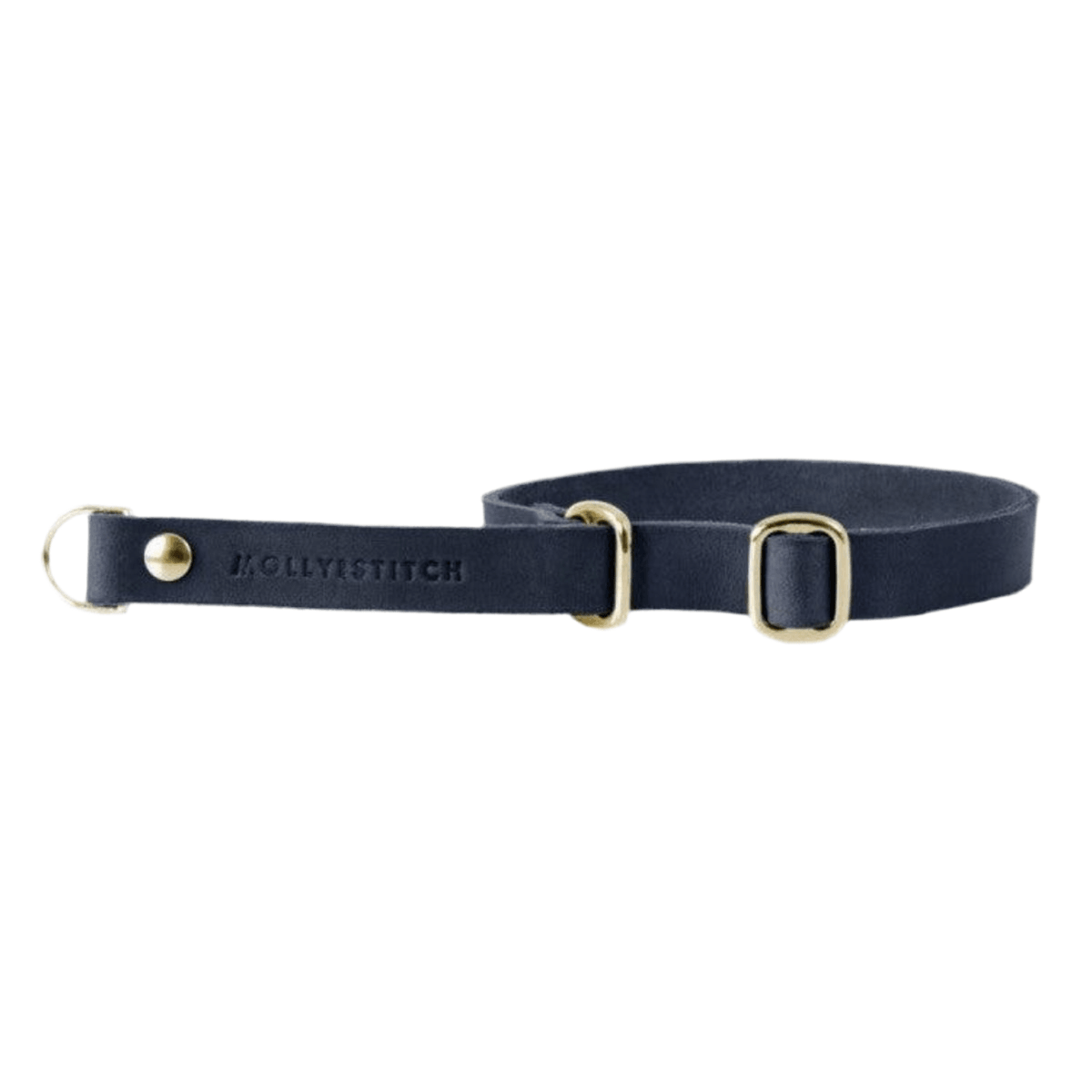 collier pour chien ajustable en cuir bleu boucle or - kasibe
