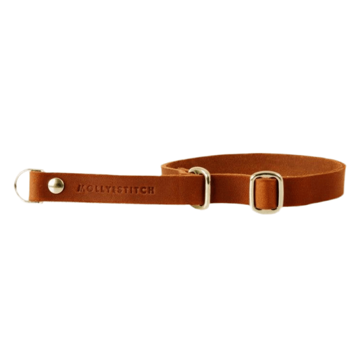collier pour chien ajustable en cuir cognac boucle or - kasibe