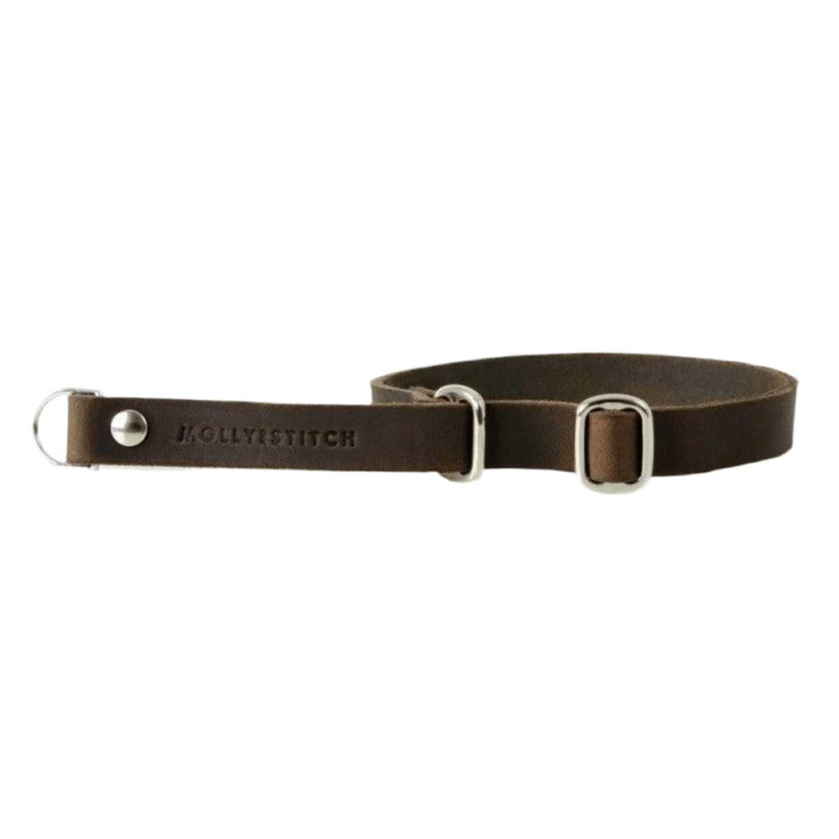 collier pour chien ajustable en cuir marron boucle argent - kasibe