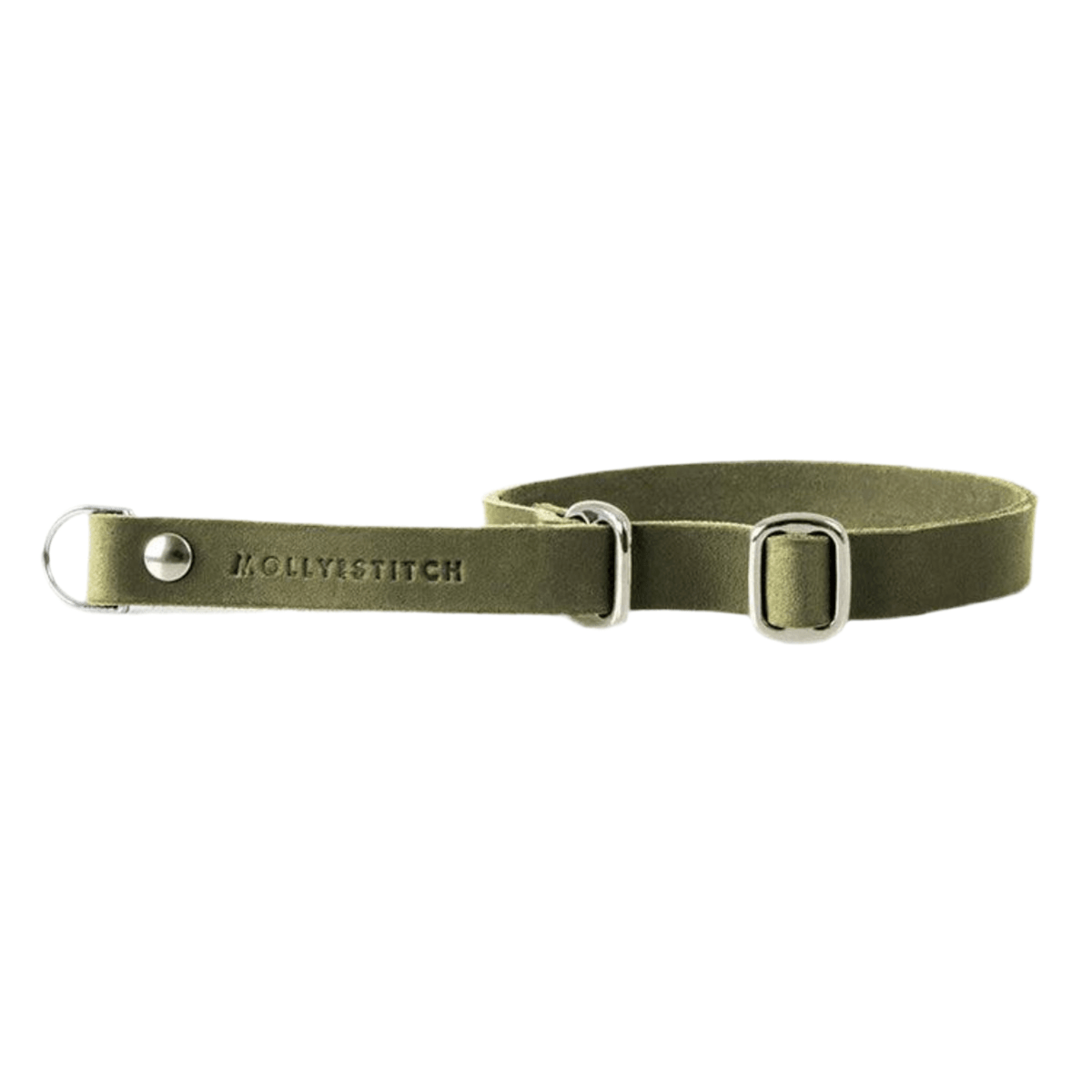 collier pour chien ajustable en cuir olive boucle argent - kasibe