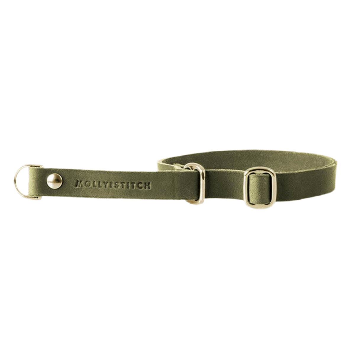 collier pour chien ajustable en cuir olive boucle or - kasibe