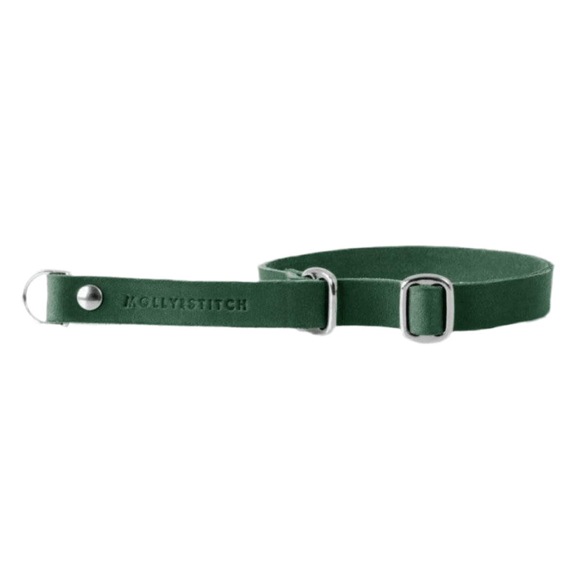 collier pour chien ajustable en cuir vert boucle argent - kasibe