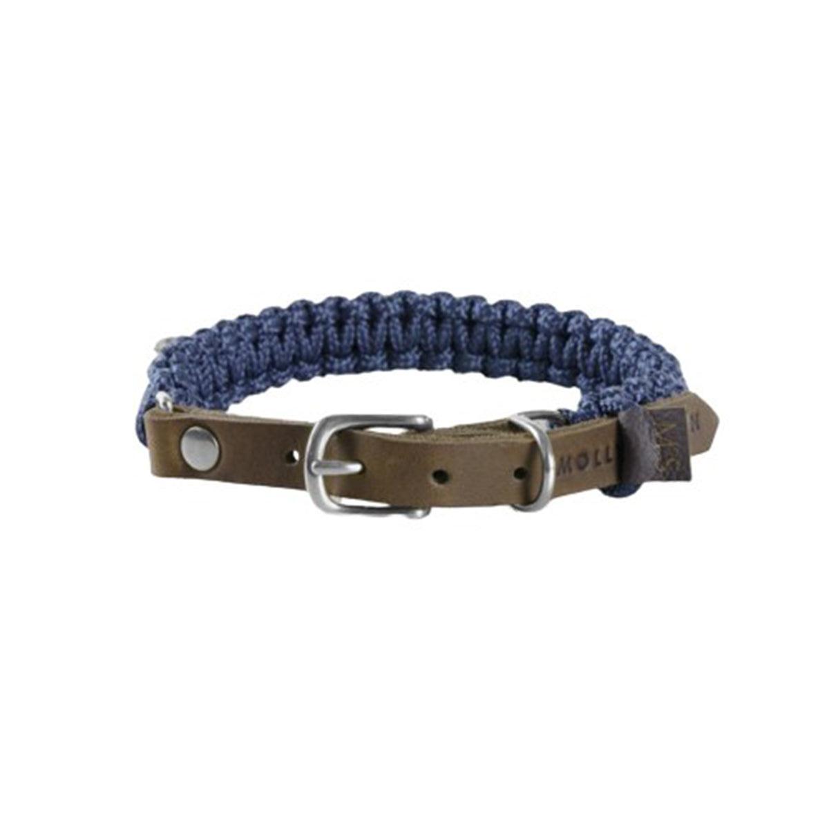 collier pour chien en corde et cuir bleu boucle argent - kasibe