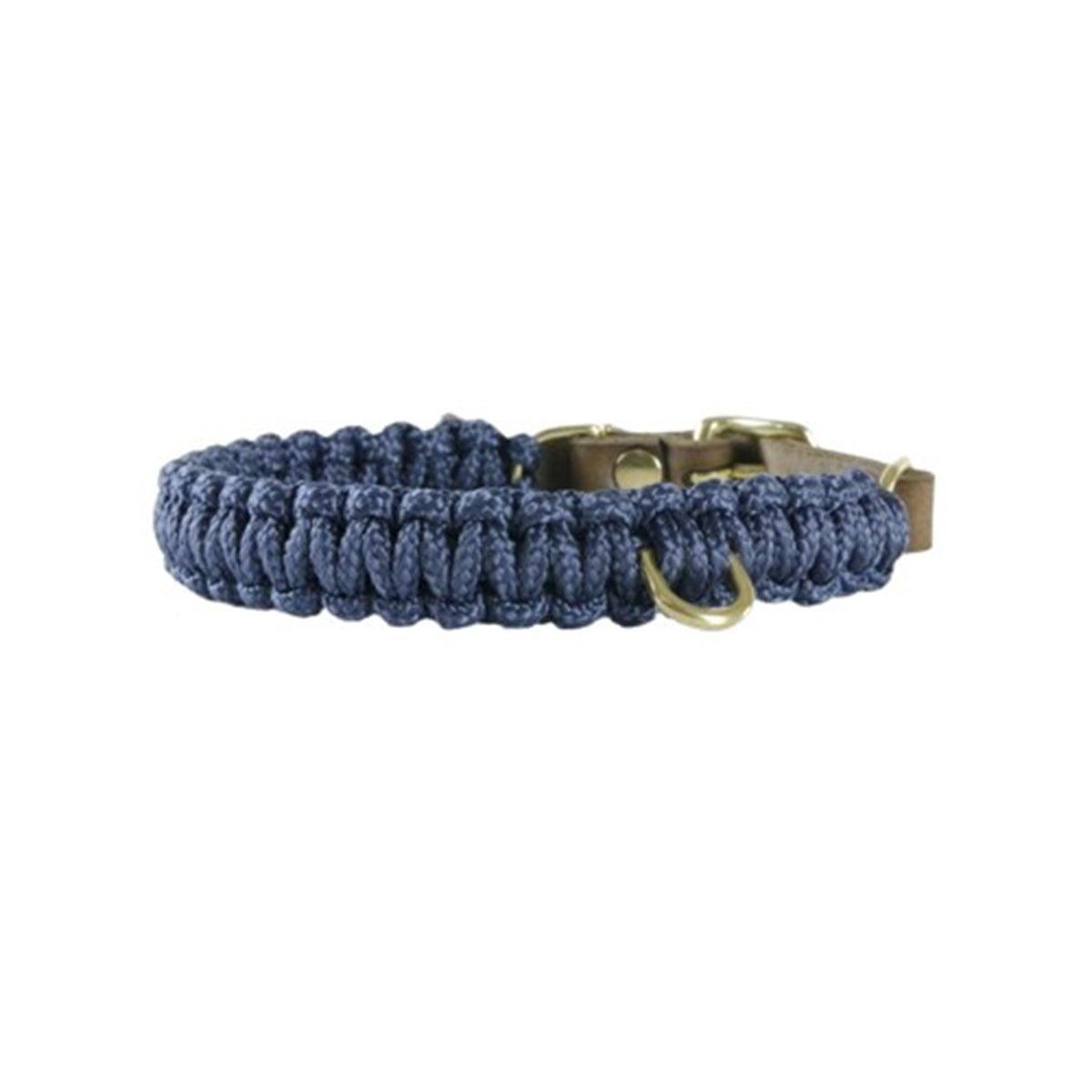 collier pour chien en corde et cuir bleu boucle laiton arrière - kasibe
