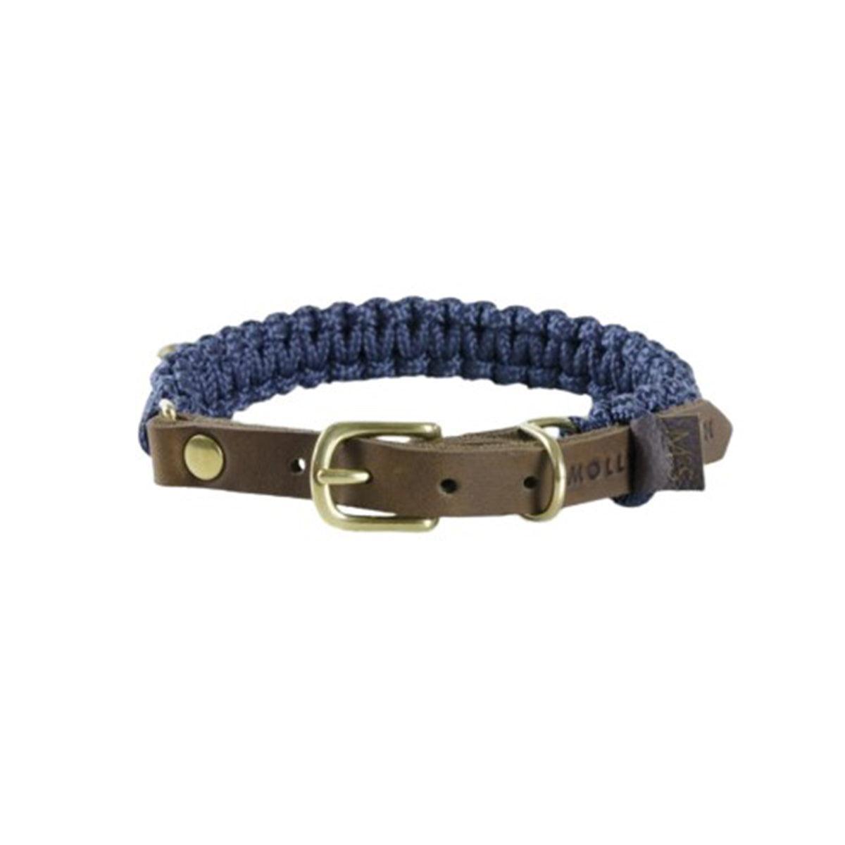 collier pour chien en corde et cuir bleu boucle laiton - kasibe