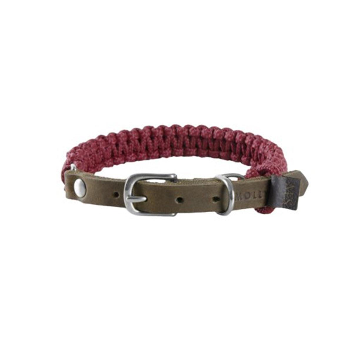 collier pour chien en corde et cuir bordeaux boucle argent - kasibe