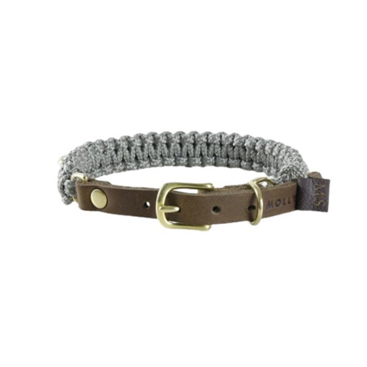 collier pour chien en corde et cuir gris boucle laiton - kasibe