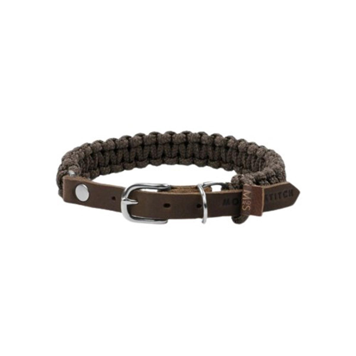 collier pour chien en corde et cuir marron boucle argent - kasibe