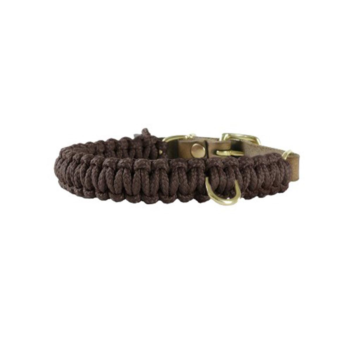 collier pour chien en corde et cuir marron boucle laiton arrière - kasibe