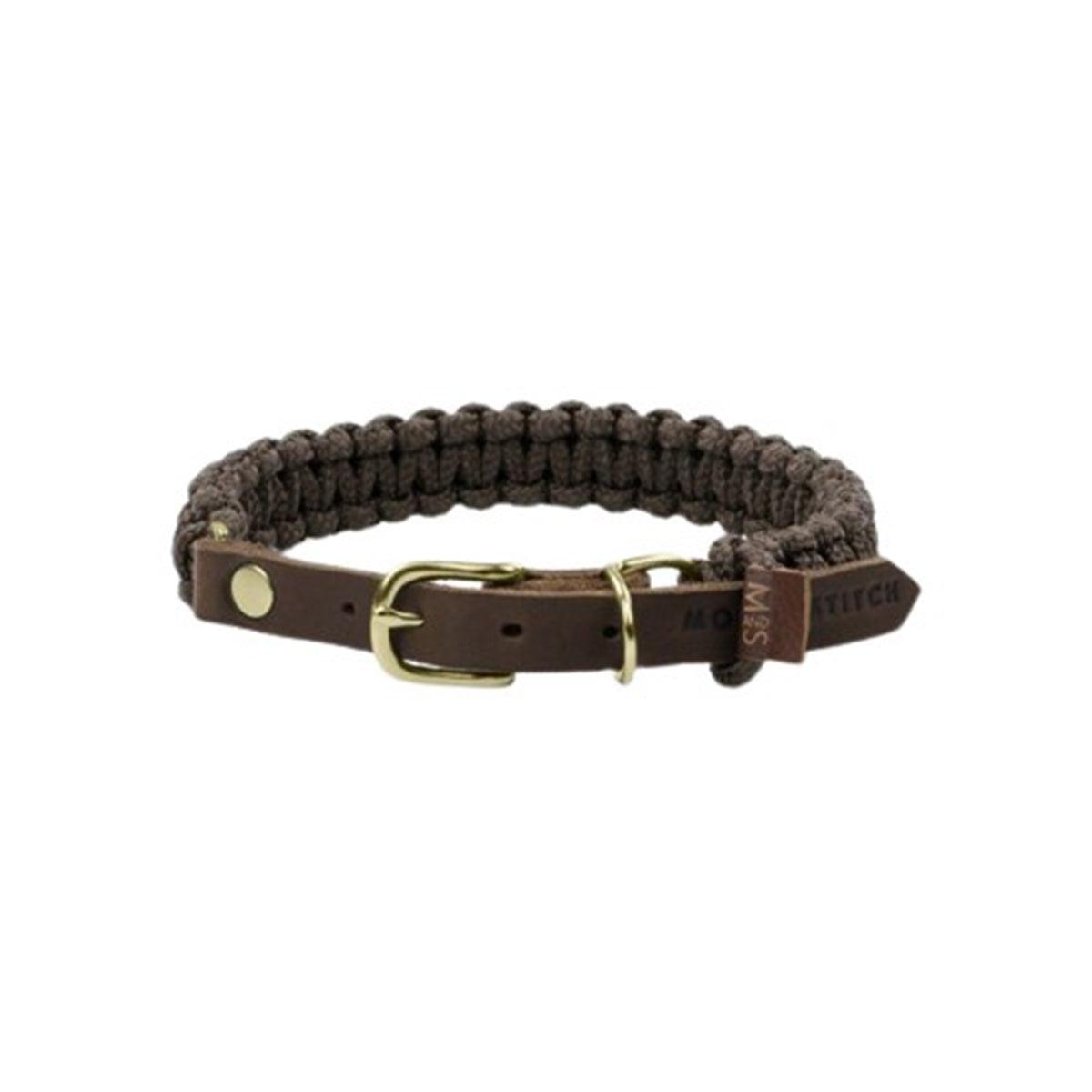 collier pour chien en corde et cuir marron boucle laiton - kasibe