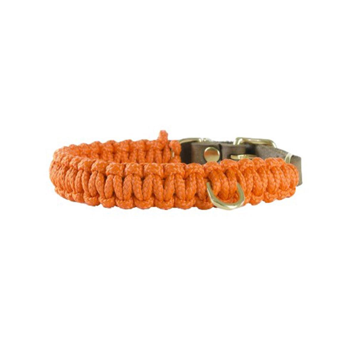 collier pour chien en corde et cuir orange boucle laiton arrière - kasibe
