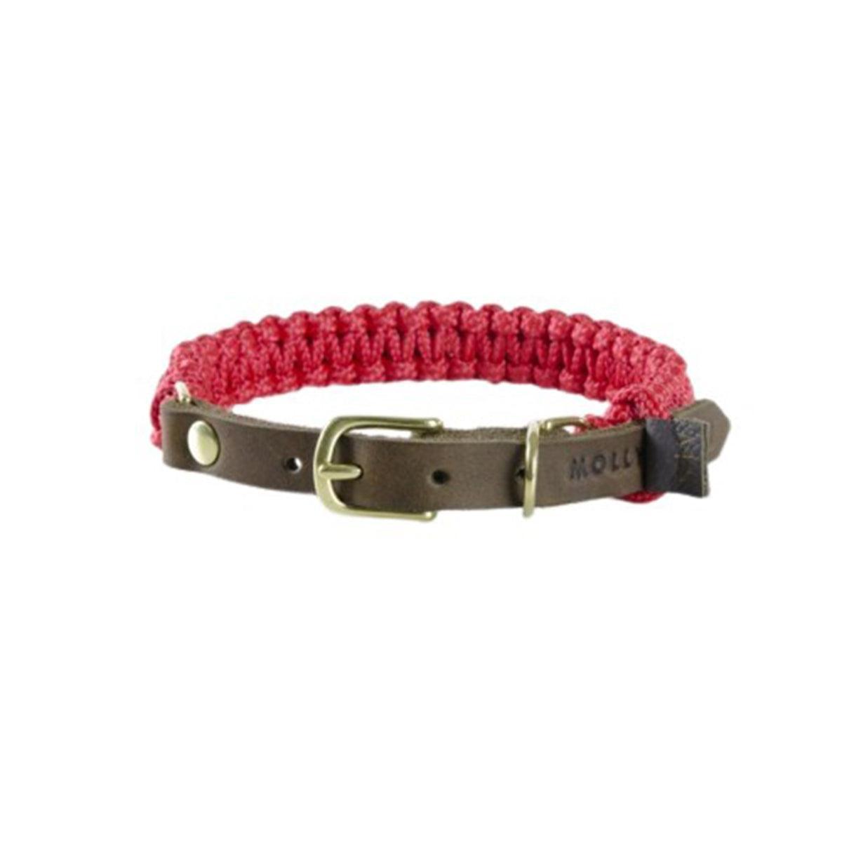 collier pour chien en corde et cuir rose boucle laiton - kasibe