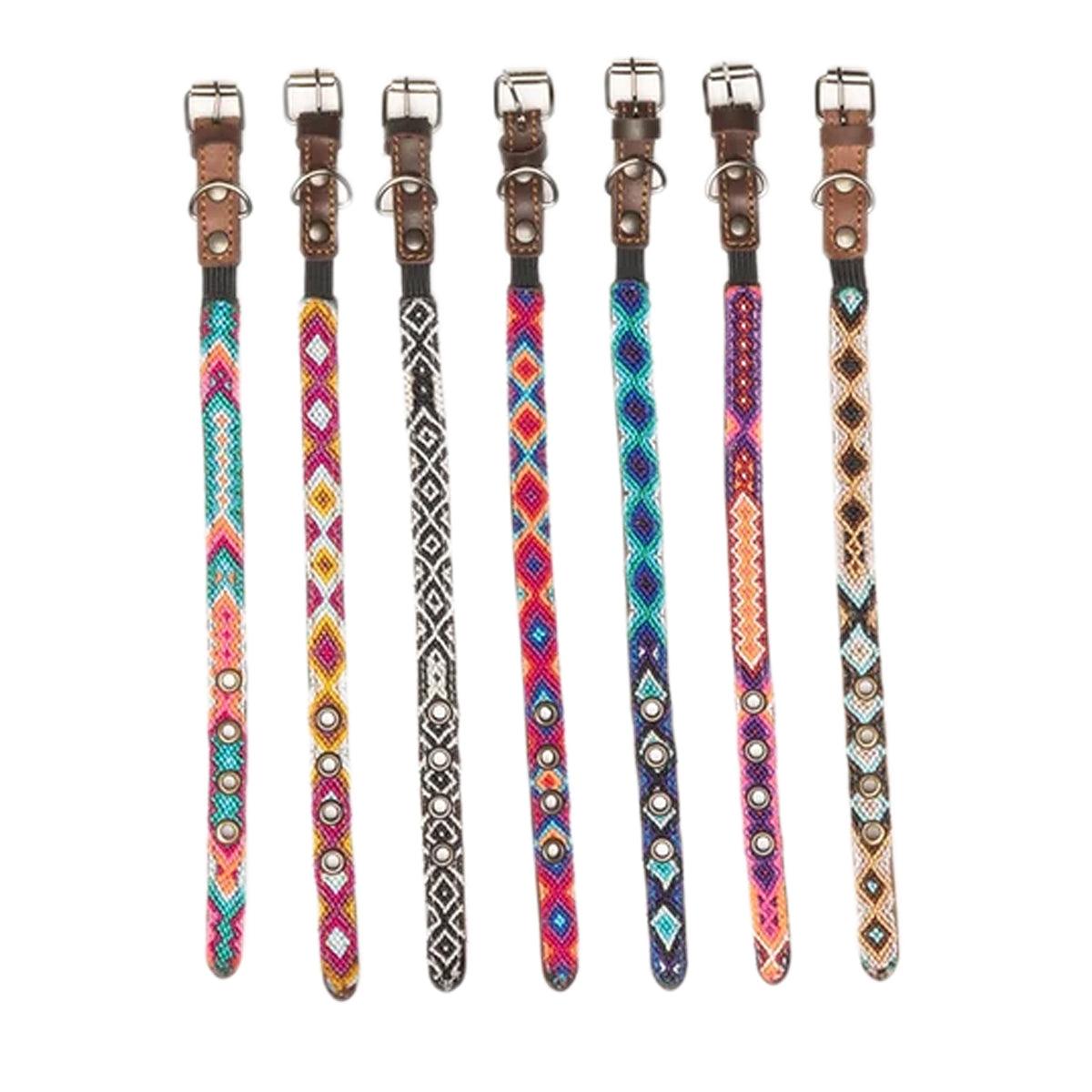 Collier pour chat au tressage mexicain en cuir et coton - Kasibe