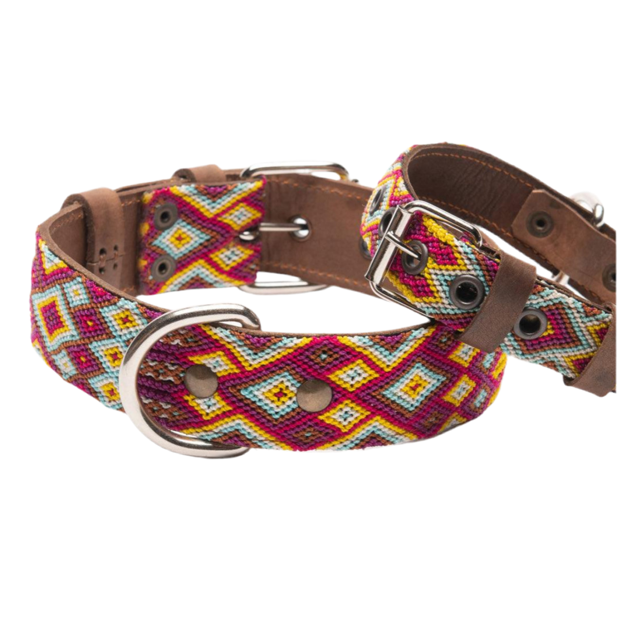 Collier pour chien mexicain, broderie complète montée sur cuir - Kasibe