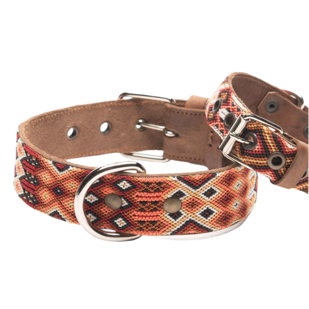 Collier pour chien mexicain, broderie complète montée sur cuir - Kasibe