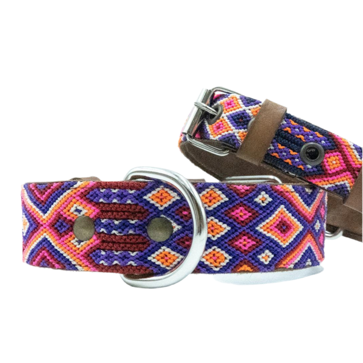 Collier pour chien mexicain, broderie complète montée sur cuir - Kasibe