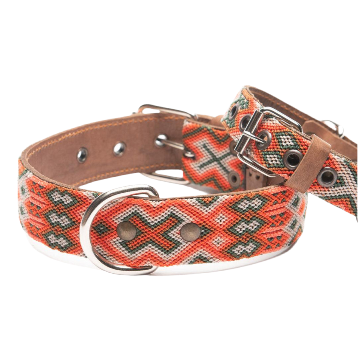 Collier pour chien mexicain, broderie complète montée sur cuir - Kasibe