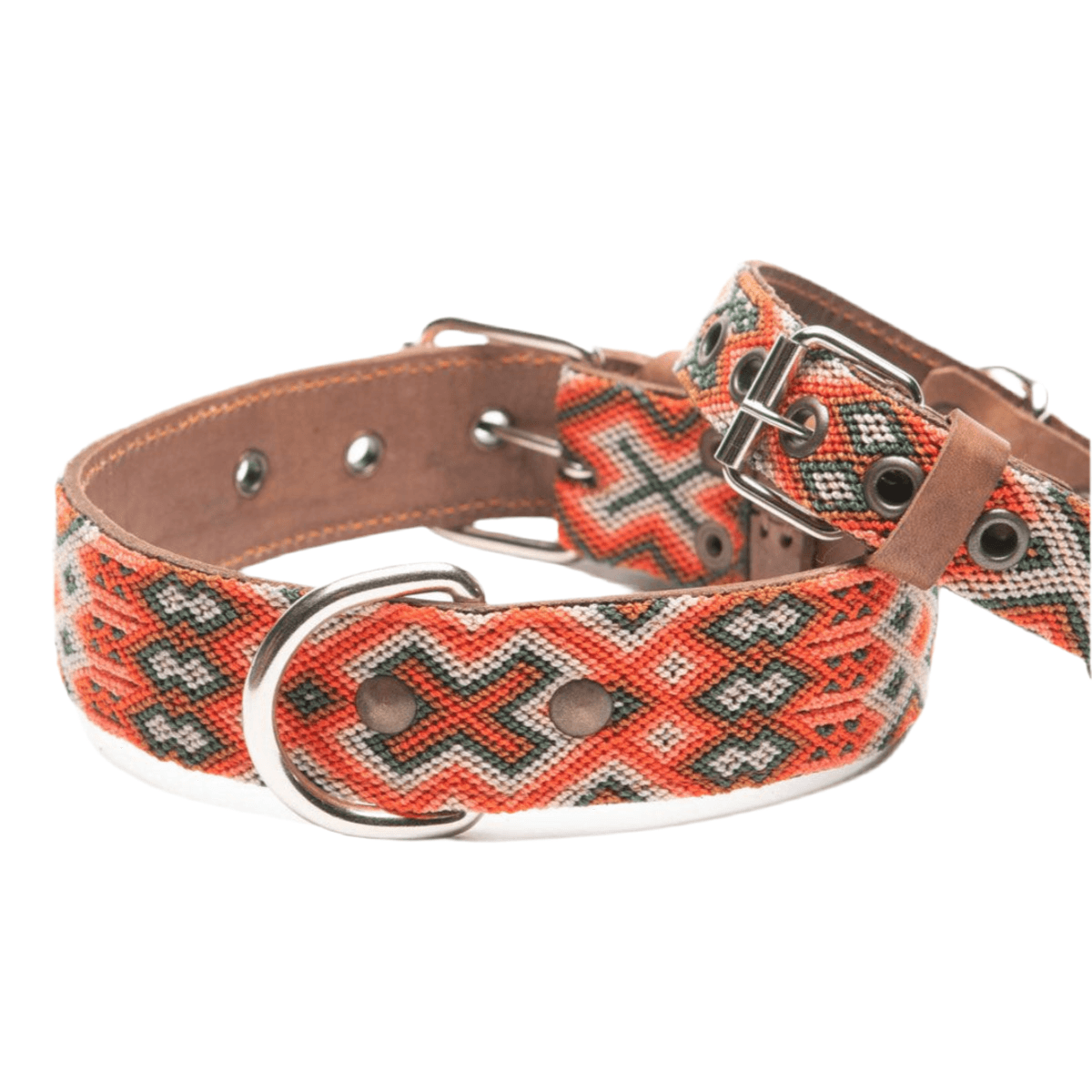 Collier pour chien mexicain, broderie complète montée sur cuir - Kasibe