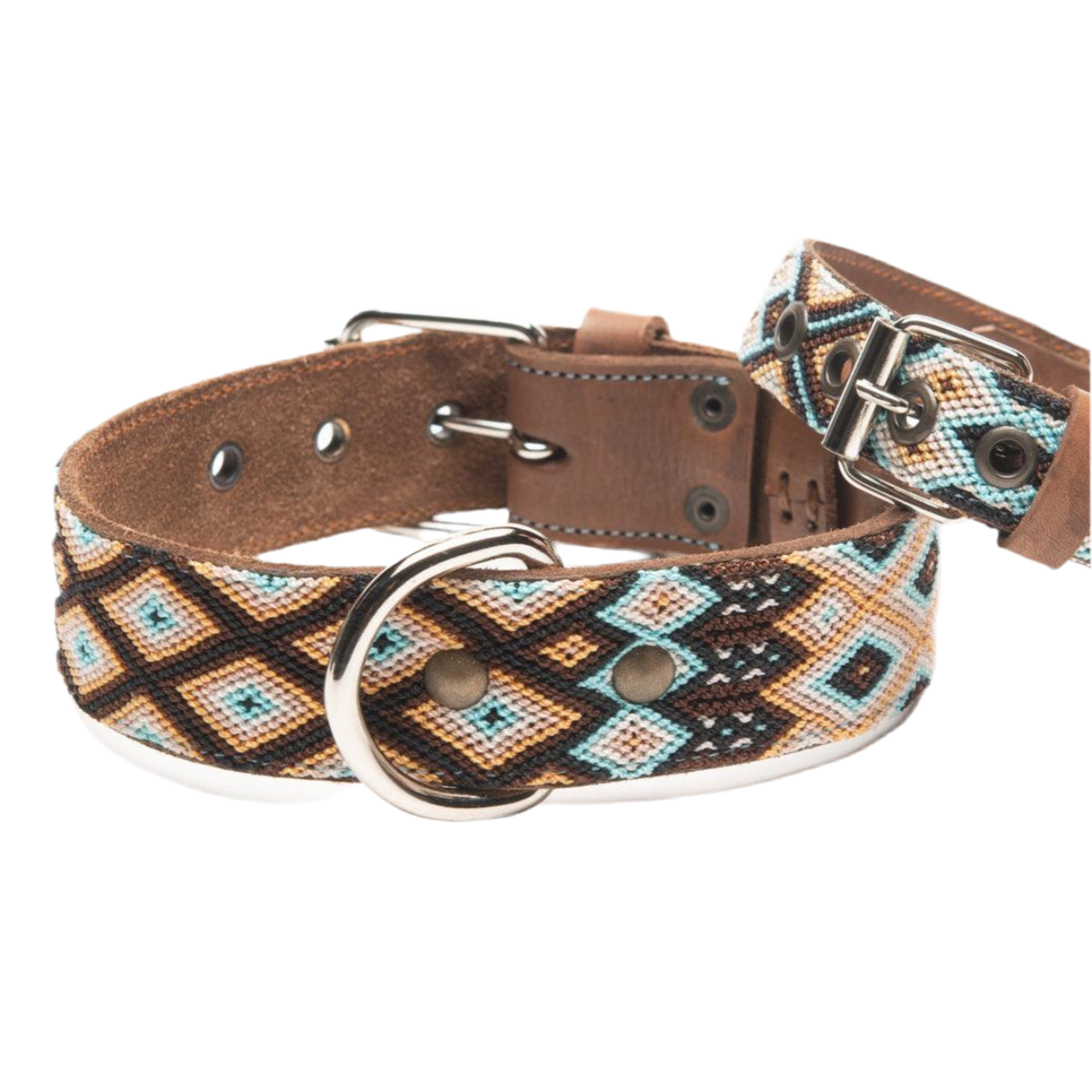 Collier pour chien mexicain, broderie complète montée sur cuir - Kasibe