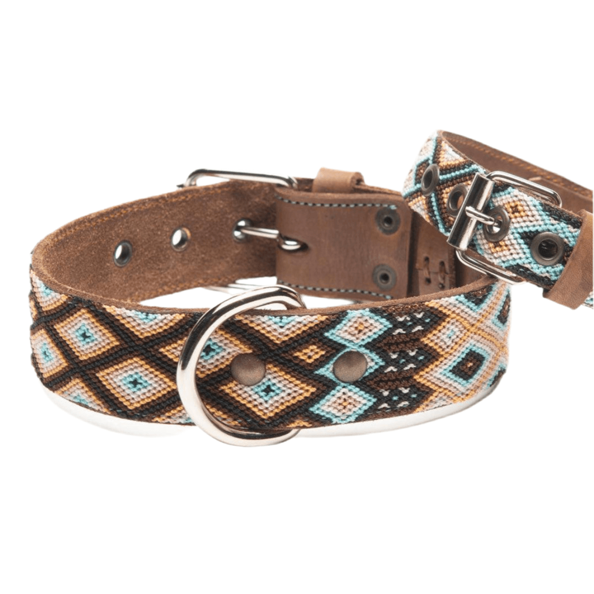 Collier pour chien mexicain, broderie complète montée sur cuir - Kasibe