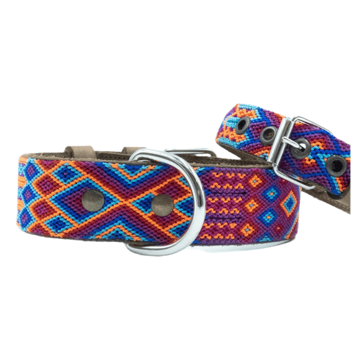 Collier pour chien mexicain, broderie complète montée sur cuir - Kasibe