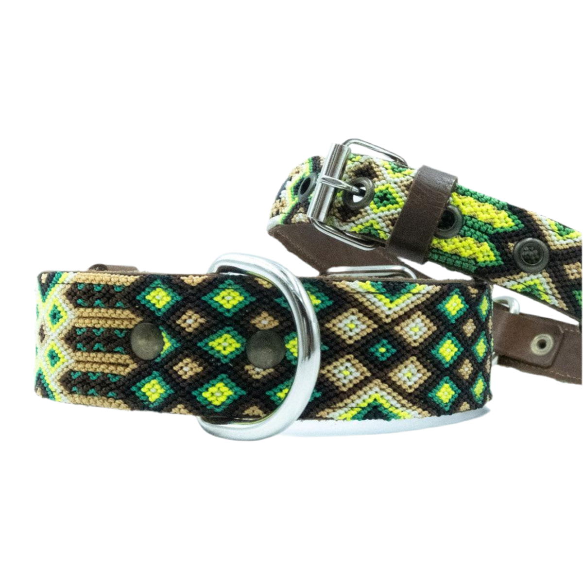 Collier pour chien mexicain, broderie complète montée sur cuir - Kasibe