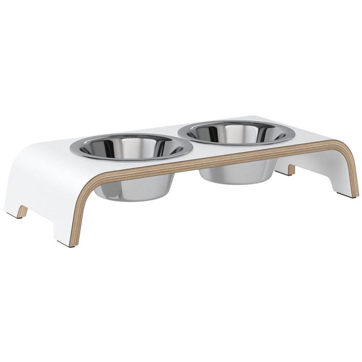 Gamelle pour chat surélevée catbar blanc bol acier - kasibe