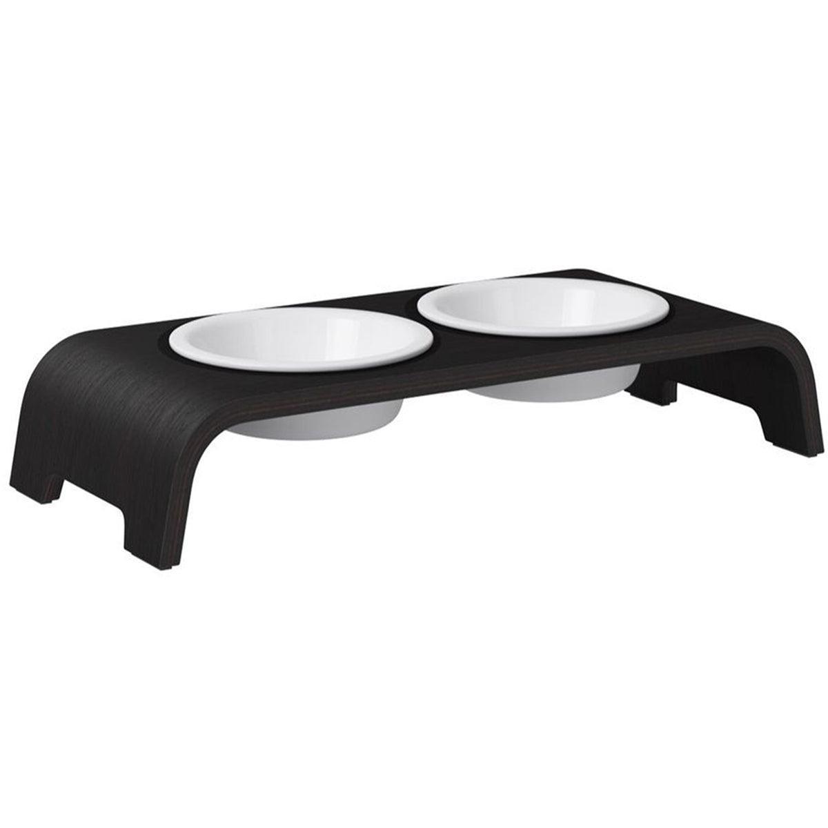 Gamelle pour chat surélevée catbar chêne foncé bol porcelaine - kasibe