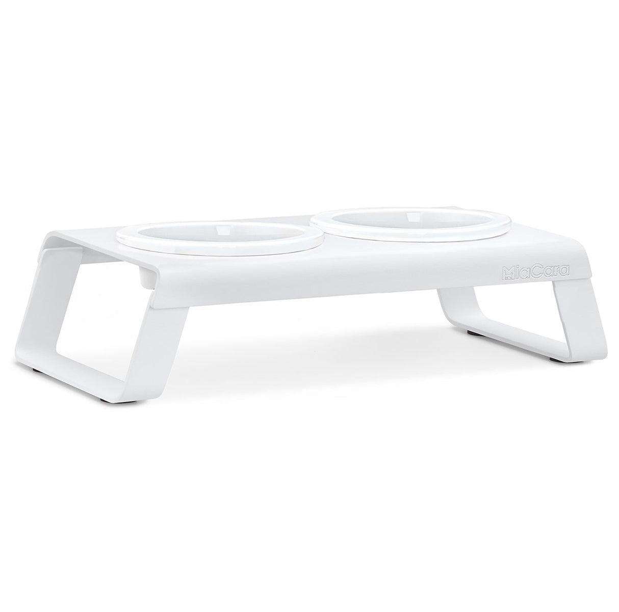 Gamelle surélevée pour chat aluminium bol porcelaine blanc - kasibe