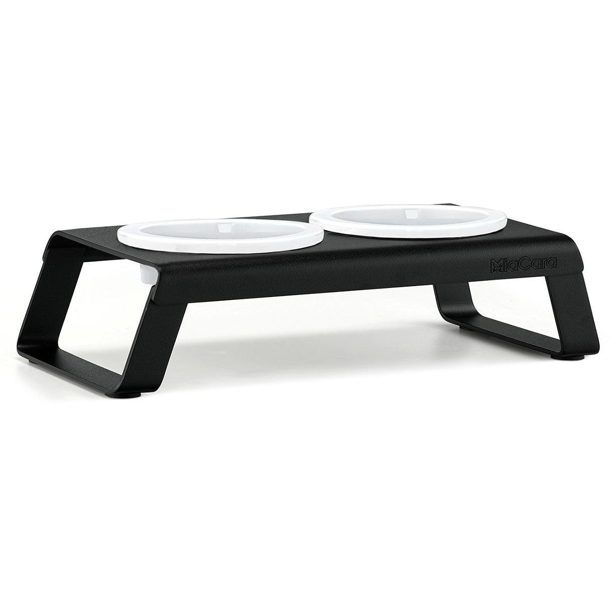Gamelle surélevée pour chat aluminium bol porcelaine noire - kasibe