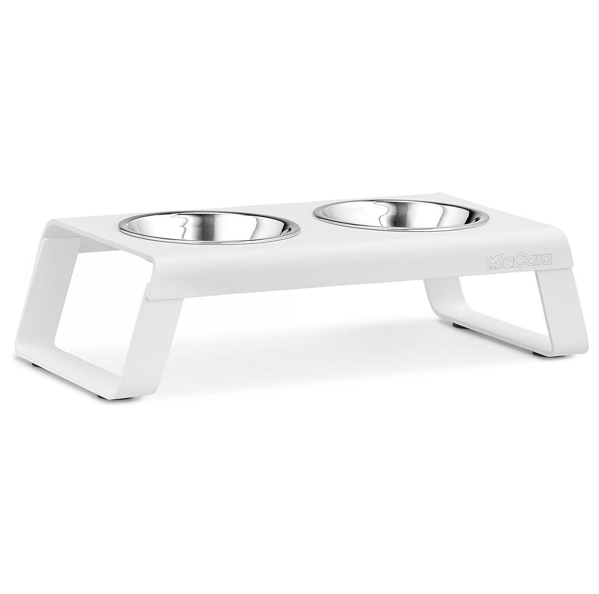 Gamelle surélevée pour chien aluminium bol acier taille S blanc - kasibe