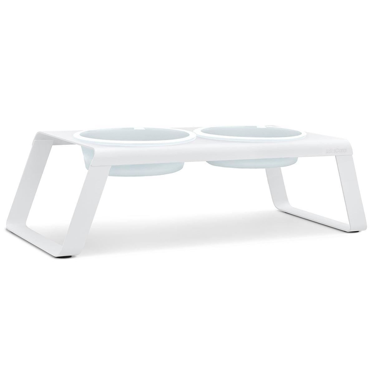 Gamelle surélevée pour chien aluminium bol porcelaine taille L blanc - kasibe
