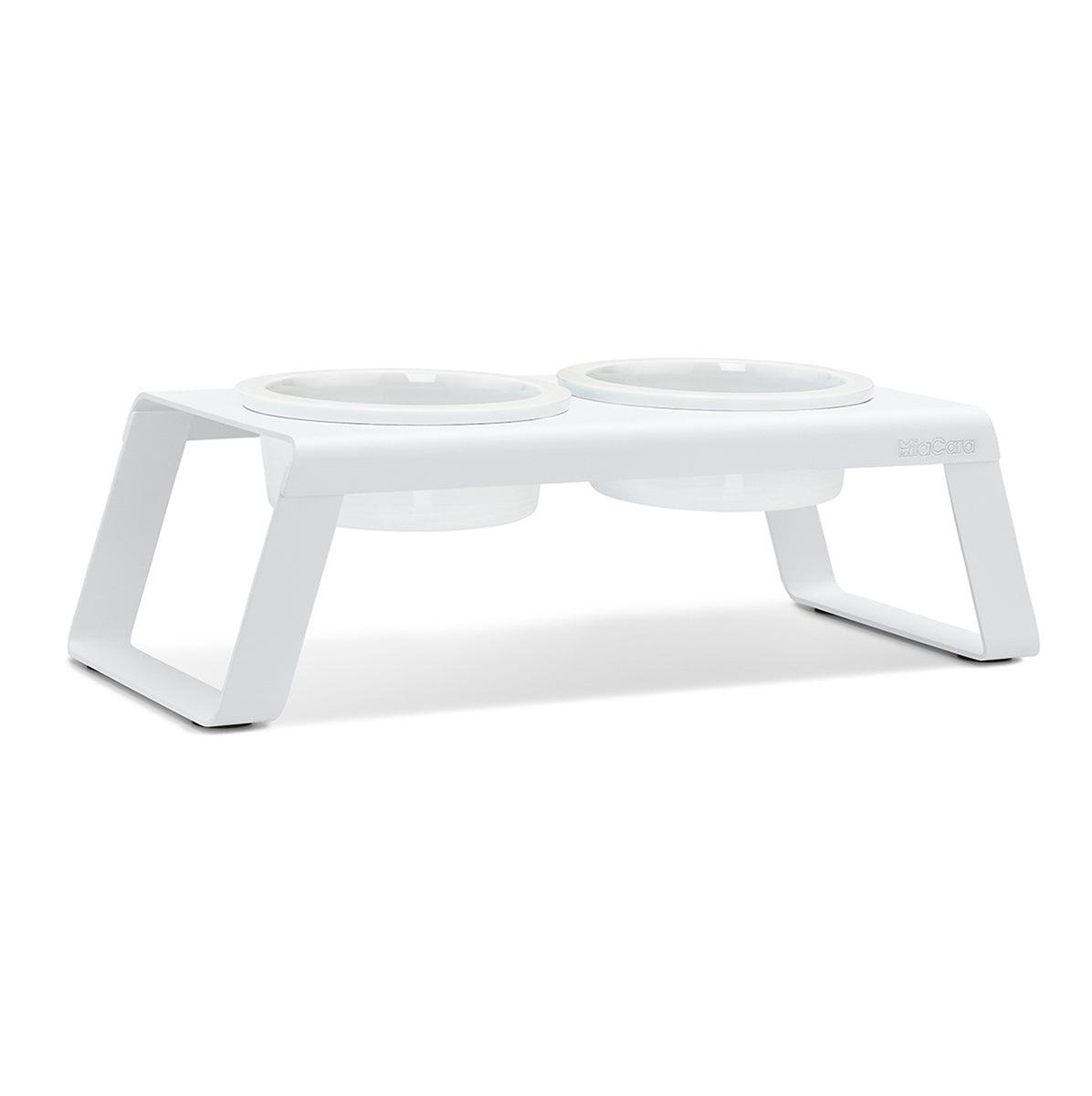 Gamelle surélevée pour chien aluminium bol porcelaine taille M blanc - kasibe