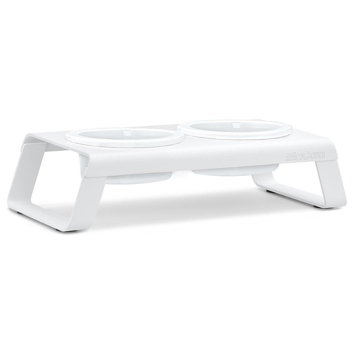 Gamelle surélevée pour chien aluminium bol porcelaine taille S blanc - kasibe
