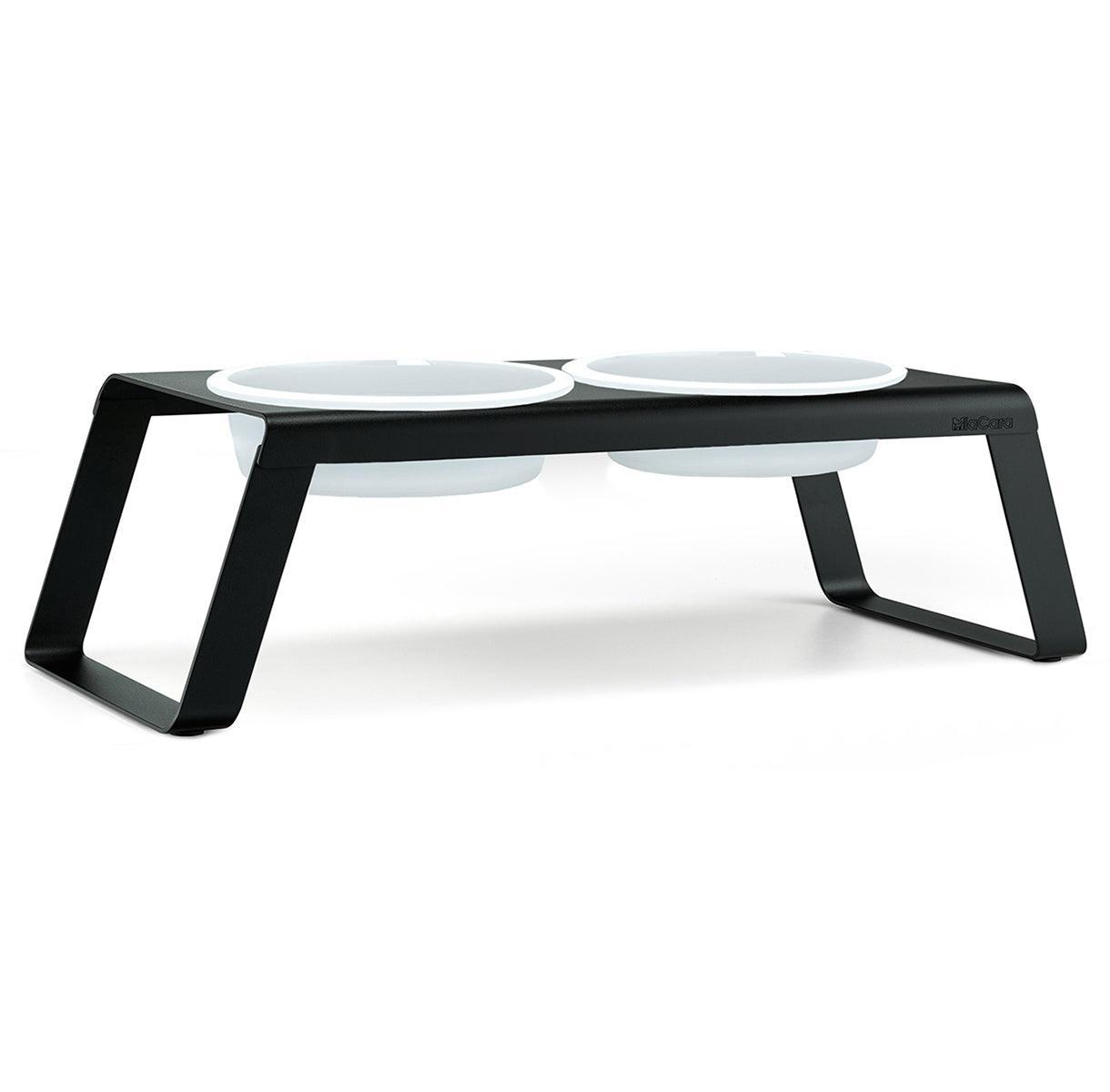 Gamelle surélevée pour chien aluminium bol porcelaine taille L noire - kasibe