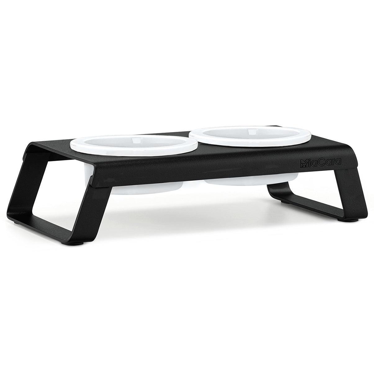 Gamelle surélevée pour chien aluminium bol porcelaine taille S noire - kasibe