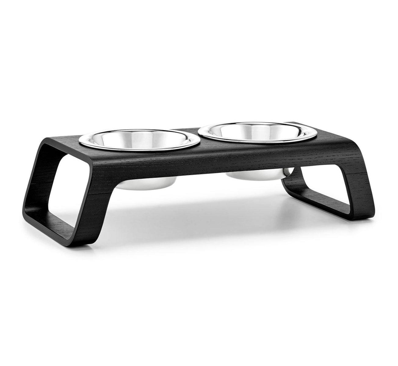 Gamelle pour chien surélevée en bois au style épuré Desco noire acier petite - kasibe