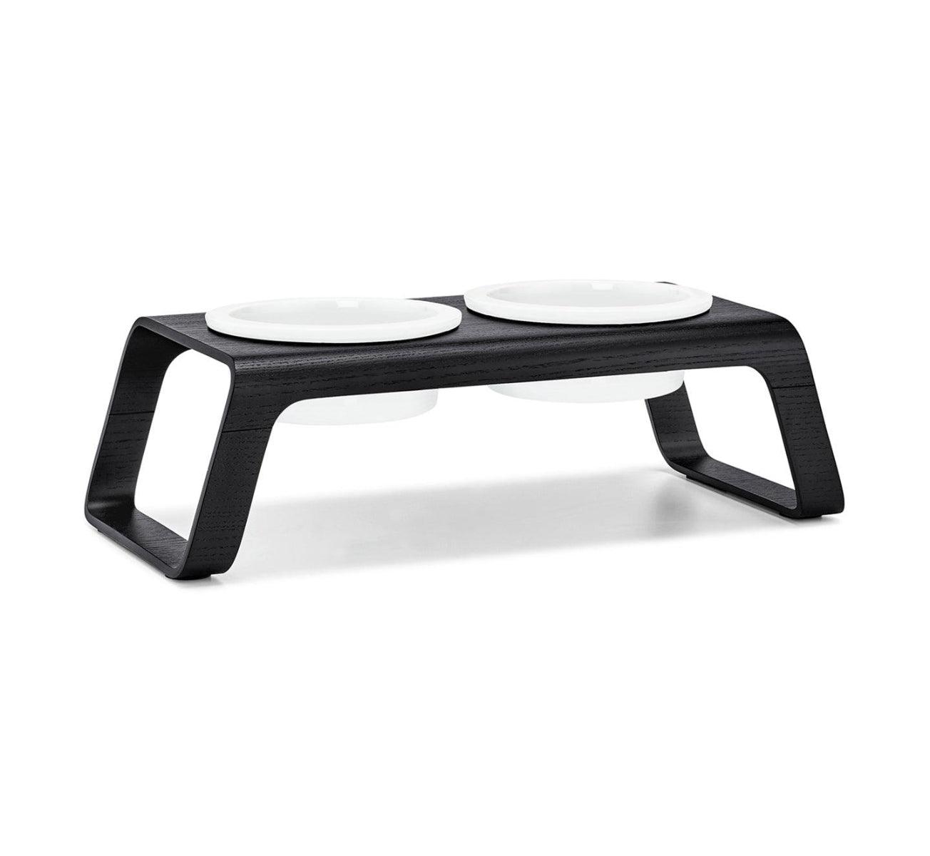 Gamelle pour chien surélevée en bois au style épuré Desco noire porcelaine grande - kasibe