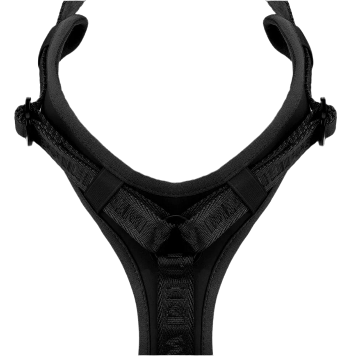Harnais pour chien en Y en nylon noir détail devant - kasibe