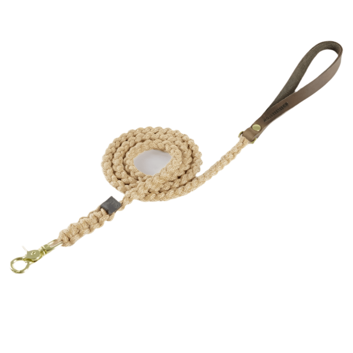 laisse en corde pour chien beige raccord or - kasibe
