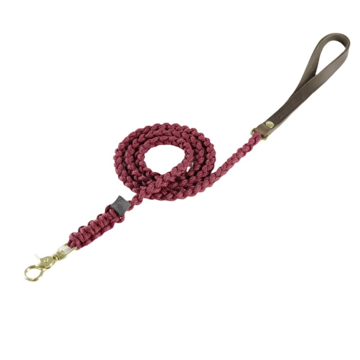 laisse en corde pour chien bordeaux raccord or - kasibe