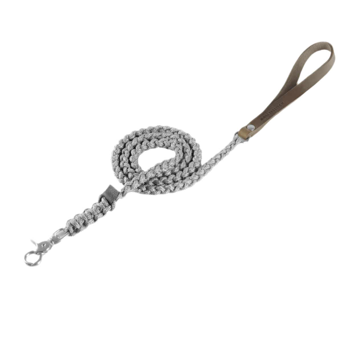 laisse en corde pour chien grise raccord argent - kasibe