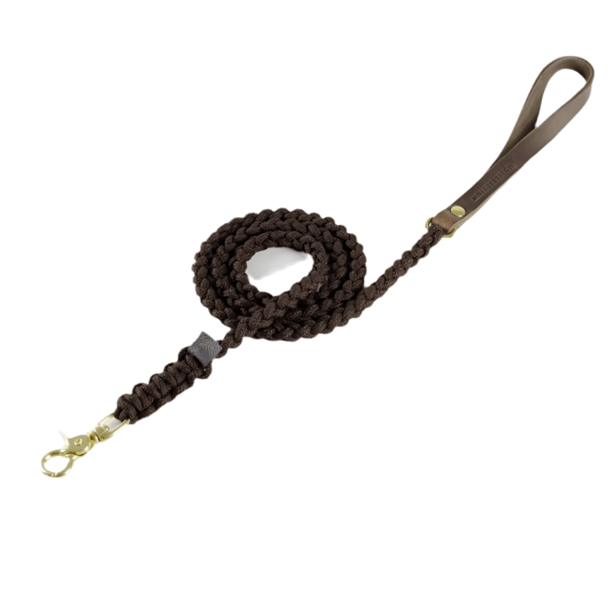 laisse en corde pour chien marron raccord or - kasibe