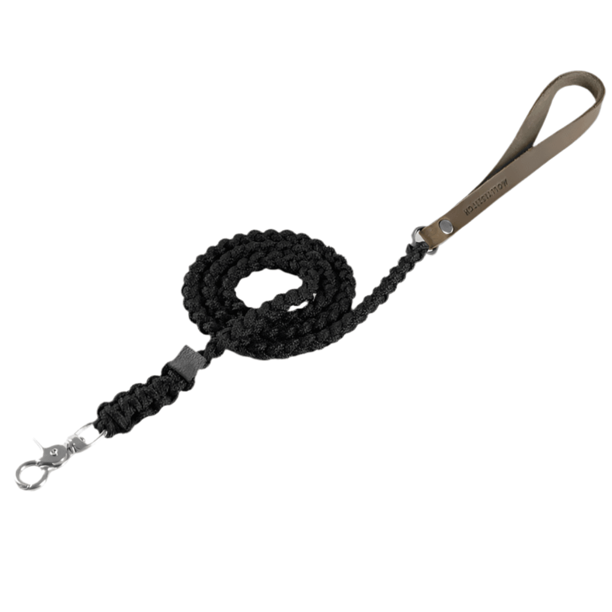 laisse en corde pour chien noire raccord argent - kasibe