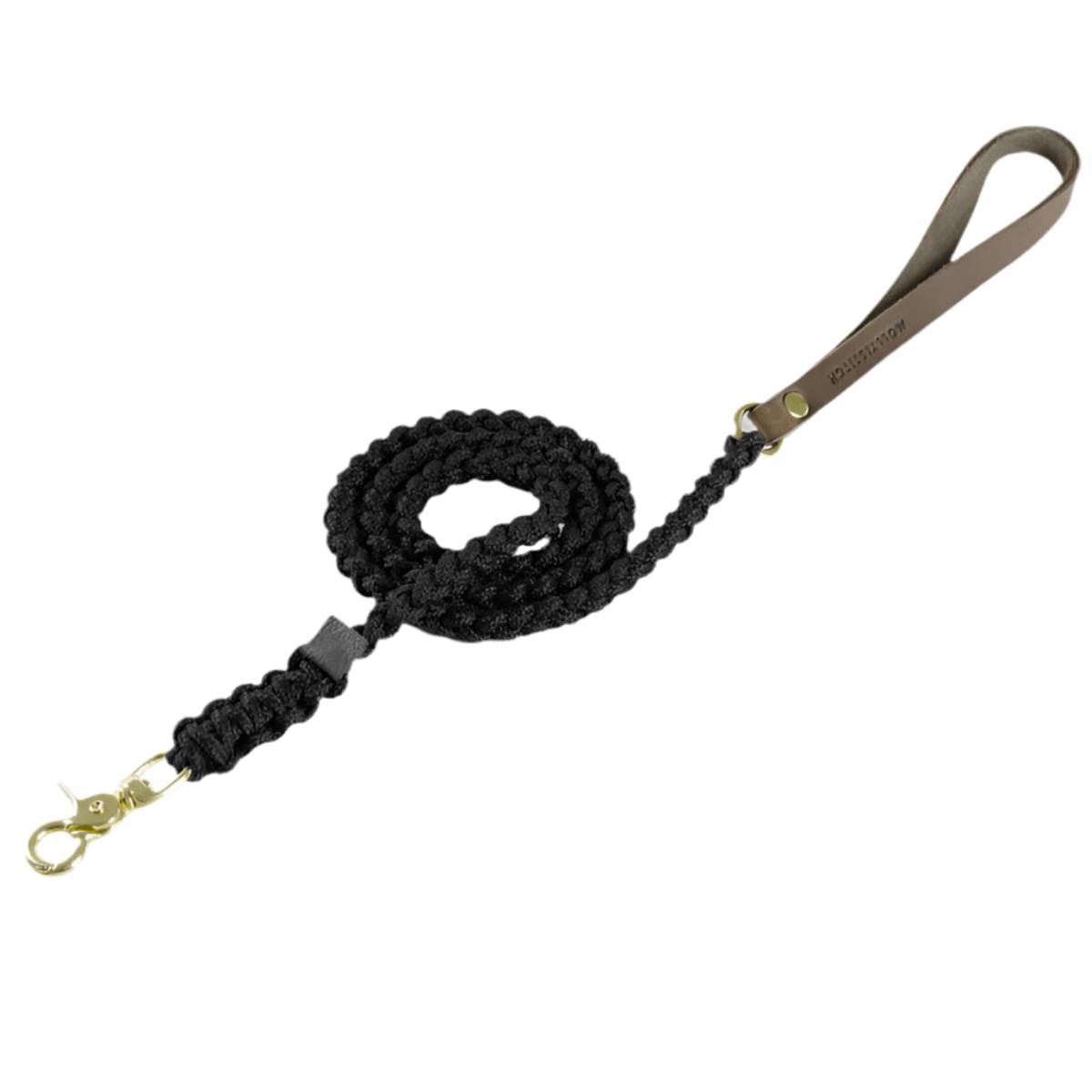 laisse en corde pour chien noire raccord or - kasibe