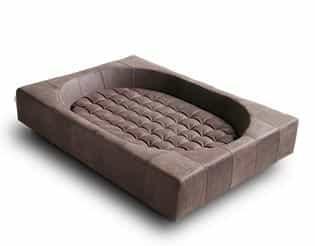 Panier Cube, un meuble pour chien très design en cuir de buffle moka taille l - kasibe