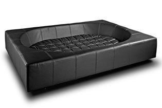Panier Cube, un meuble pour chien très design en simili cuir noir taille l - kasibe