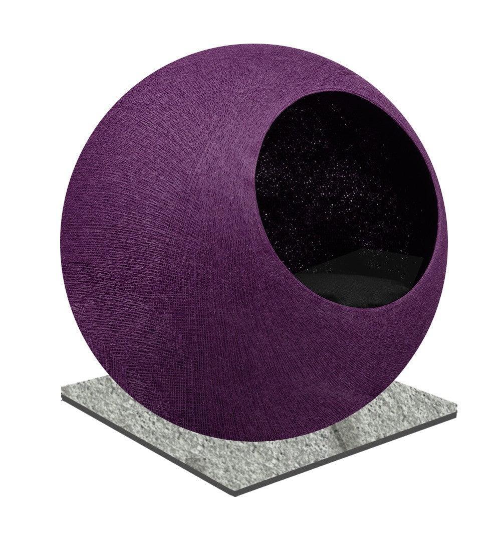 Meuble pour chat design : le Square un cocon discret tout en élégance prune socle béton - kasibe
