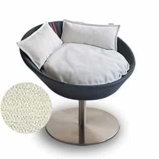 Mobilier ultra design pour chat, Cosmo un lit parfait cuir de buffle anthracite coussin velours crème - kasibe
