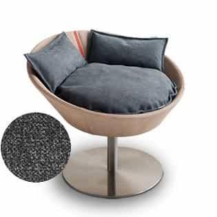 Mobilier ultra design pour chat, Cosmo un lit parfait cuir de buffle sable coussin velours gris moyen - kasibe